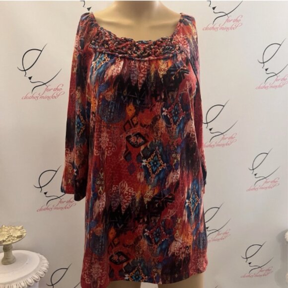 White Stag. Sz Large 12-14. Pullover. Twisted neck detail. BOHO Peasant B120 - Picture 1 of 6